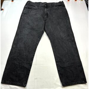 Wrangler Rustler Regular Fit Straight Leg Jeans Mens Size 38x29 Black Denim